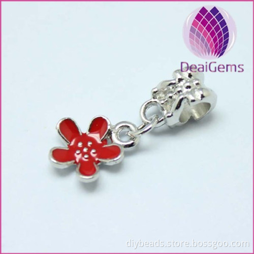 Variously Colored Flowers Alloy Beads Pendants